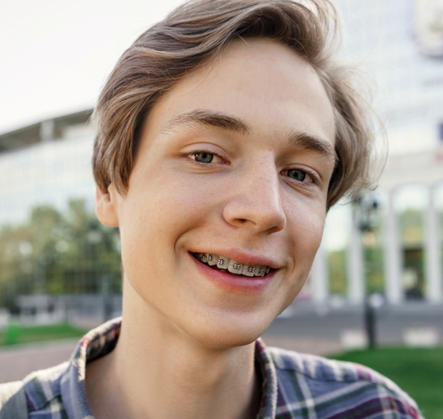 teen girl wearing braces